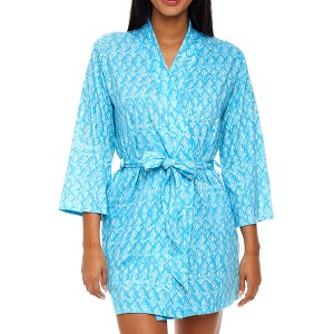 ADR Women's Soft Cotton Knit Jersey Lounge Robe with Pockets, Short Bathrobe - 1 of 4