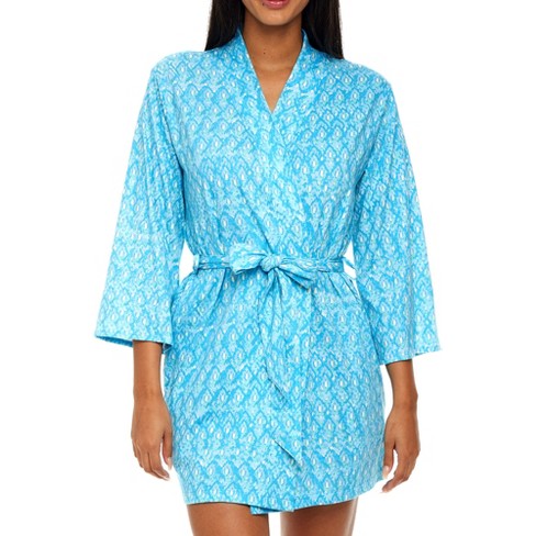 Womens Soft Cotton Knit Jersey Lounge Robe With Pockets, Long