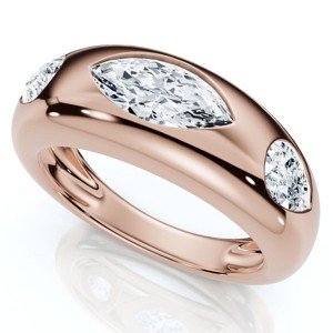 Pompeii3 1 1/10Ct Sloan Flush Set Marquise Diamond Dome Band 14k Gold Lab Created - 1 of 2
