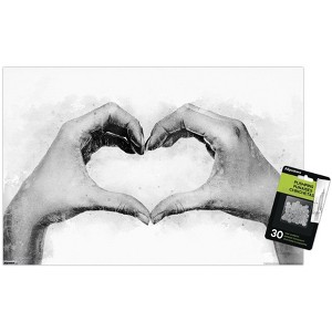 Trends International Reinders: Romantic Black & White - Love Sign Unframed Wall Poster Print Clear Push Pins Bundle 14.725" x 22.375" - 1 of 4