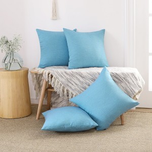 Deconovo 4 Pack Faux Linen Pillow Covers with Hidden Zipper - 1 of 4