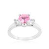 Slickblue Charming Mini Pink Ice / Pink Tourmaline Triplet Ring - Rhodium-Plated 3-Stone Bridal Jewelry - 2 of 3