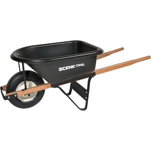 Scenic Trail Single Wheel Wheelbarrow, 5 Cubic Feet Capacity, Black - 1 of 3