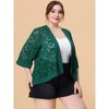 Agnes Orinda Women's Plus Size Elegant 3/4 Sleeve Open Front Lace Lightweight Cardigans - 3 of 4