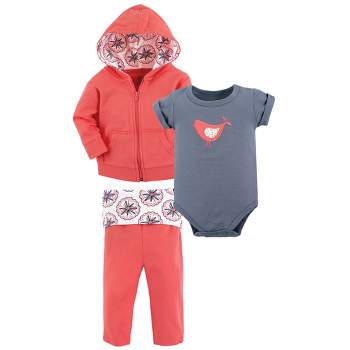 Yoga Sprout Baby and Toddler Girl Cotton Hoodie, Bodysuit or Tee Top, and Pant, Bloom Baby