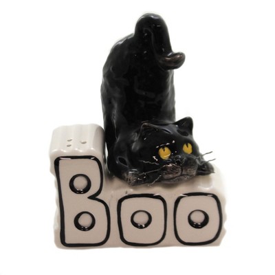 Tabletop 4.5" Cat And Boo Salt/Pepper Halloween Spooky Magnetic Cosmos Gifts Corp.  -  Salt And Pepper Shaker Sets
