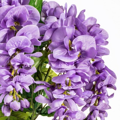 Lavender 19" Artificial Wisteria Bush with Green Leaves