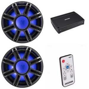 Kicker (2) 51MWF124 - MWF 12-Inch Premium Marine Subwoofer (free-air) 4-ohm & 51KXMA15001 Marine Amp Bundle ( Includes LED Remote ) - 1 of 4
