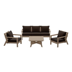 WestinTrends Avalon Outdoor 6-Piece Modular Sectional Patio Furniture Sofa Set, Weathered Wood/Brown - 1 of 4