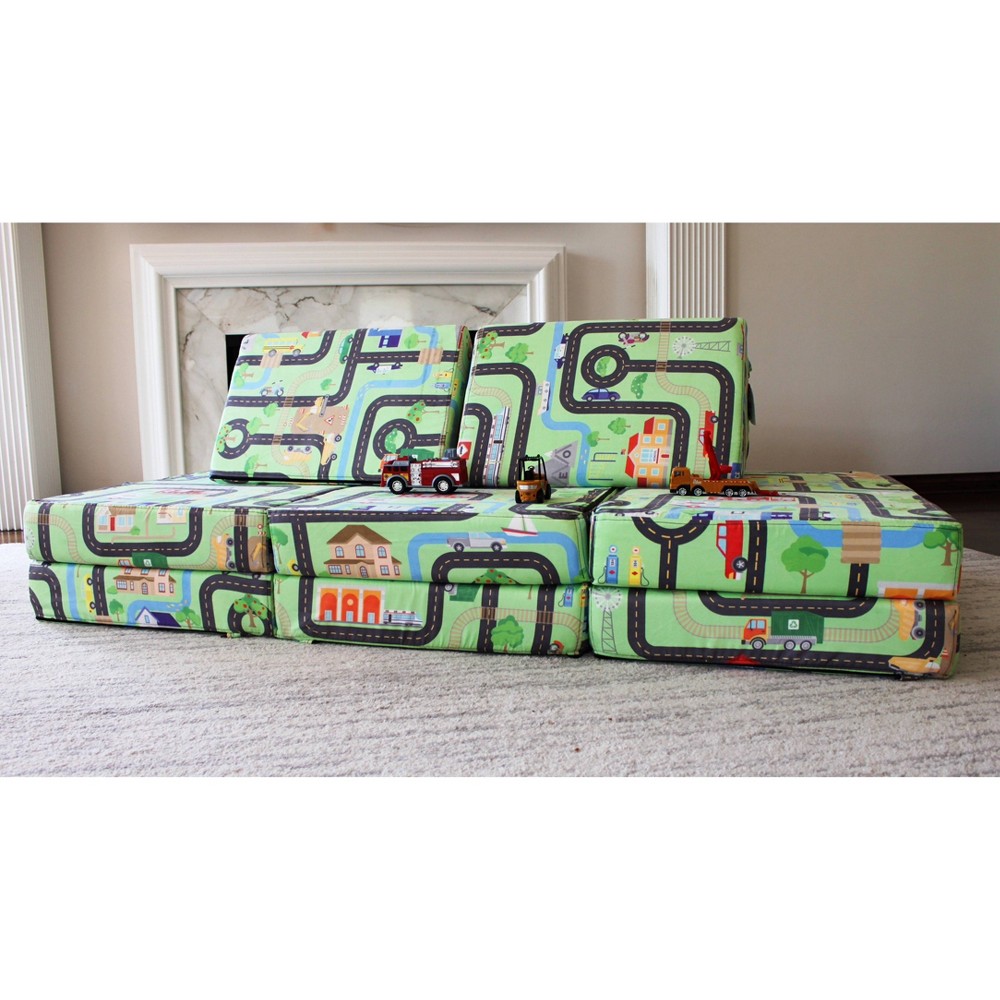 Photos - Sofa Play Kids' Couch and Louger Roads/Cars/Trucks - Leo Mat