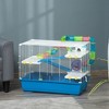 PawHut Extra Large 31" Hamster Cage with Tubes Tunnels, Portable Carry Handles, Rat House 4-Tier Design, with Wheel, Water Bottle, Food Dish, Blue - 2 of 4