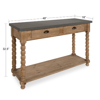 Rustic Wood and Concrete Gray Console Table with Storage