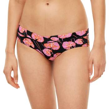Auden Women's Smooth Floral Pull-On Low Rise Micro Lace Thong Deep Pink L,  NWT 