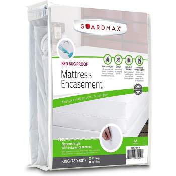 Guardmax Waterproof Mattress Protector Encasement with Zipper - White