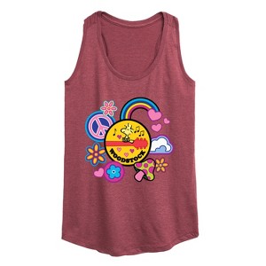 Women's - Peanuts - Woodstock Peace And Love Flair Graphic Racerback Tank - 1 of 4