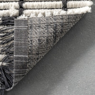 Beige Rectangular Shag Synthetic 4' x 6' Area Rug