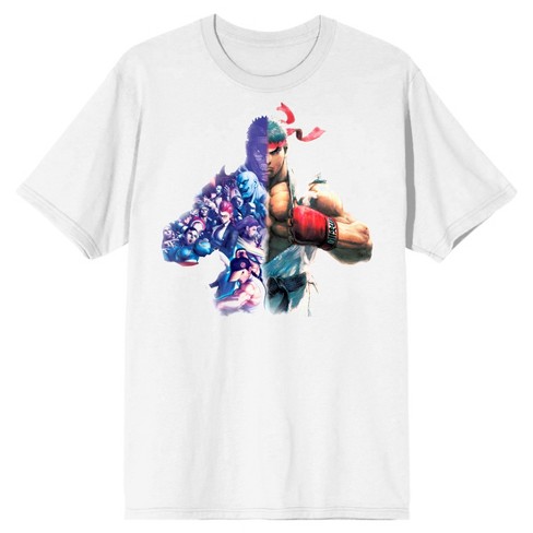 Street Fighter Classic Ryu Split Image Men s White T shirt Large