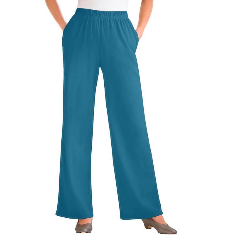 Woman Within Women's Plus Size Petite 7-Day Knit Wide-Leg Pant, 1 of 2