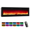 Wall-Mounted Electric Fireplace: Tempered Glass, 12 Flame Colors, Remote, 1500W Heater (5000BTU), 5 Brightness, Timer, Log & Crystal Effects - 2 of 4