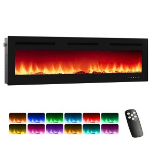 Garvee 40/50/60/72 Inch Wall Mounted Electric Fireplace - 1500W/750W Heater - 1 of 4