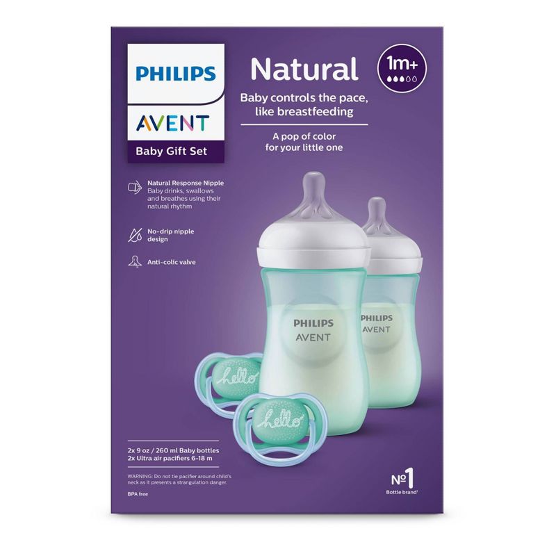 Philips Avent Natural Baby Bottle with Natural Response Nipple Baby Gift Set - Teal - 4pc, 3 of 9
