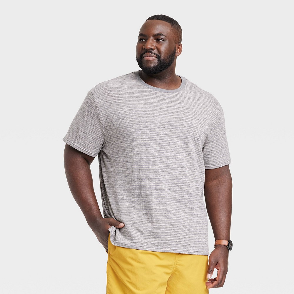 Men's Big & Tall Short Sleeve Crewneck T-Shirt - Goodfellow & Co™ Heathered Gray/Striped 5XL -  87737786