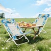 Costway Folding Low Beach Chair, Set of 2 with Padded Head Pillow, Mesh Back, Cup Holder Blue/Pink - 2 of 4