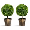 Costway 2PCS 22'' Artificial Topiary Ball Tree Fake Boxwood Plant Home Office Decor - 4 of 4
