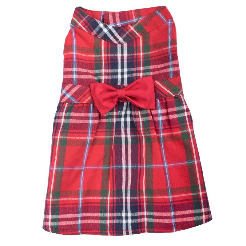 The Worthy Dog Red Plaid Flannel Adjustable Pet Dress, 1 of 4
