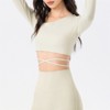 Clotth Women's Diagonal Neck Yoga Top - Long Sleeve Cap Thin String Tie Sport Top, Slimming Tight Fit Workout Top for Fitness - 4 of 4