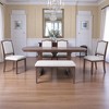 6-Piece Extendable Dining Table Set, 60"-78" Wood Kitchen Table with Removable Leaf, 4 Upholstered Chairs & Bench for Dining Room - 3 of 4