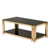 47" Tempered Glass & Stainless Steel Rectangular Double-Layer Coffee Table for Living Room and Office - 4 of 4