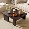 41" Modern Wooden Coffee Table Combination Set,Coffee Table With Wood Grain Veneer,Splicing Design Rectangle Coffee Table-Cuddlewood - 3 of 4