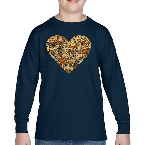 LA Pop Art Thanksgiving Heart - Boy's Word Art Long Sleeve T-Shirt - 1 of 4