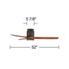 52" Casa Vieja Modern 3 Blade Low Profile Hugger Indoor Ceiling Fan with Light LED Dimmable Remote Bronze Walnut Wood House Bedroom Home - 4 of 4