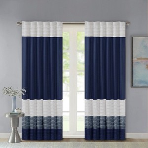 Kumasinova 84" Transitional Flat Fold Curtains Panel,Kitchen Curtains with Lining,Window Curtains for Living Room & Bedroom - 1 of 4