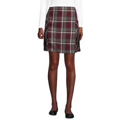 School Uniform Young Women's Side Pleat Plaid Skort Above the Knee