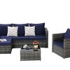 Outdoor Sofa Set, 6 Pcs Furniture Set, Wicker Sofa With Cushions,  L- Shaped Sofa, Detachable Lounger and Coffee Table -Coolbibila - 3 of 4