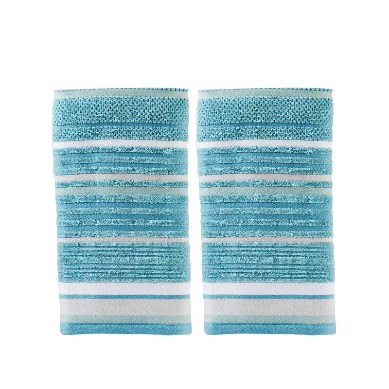 2pc Seabrook Striped Hand Towel Set Teal - SKL Home, 1 of 5