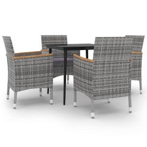 vidaXL Patio Dining Set 5 Piece - Gray, 31.5" Table Length - 1 of 4
