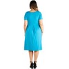 24seven Comfort Apparel Short Sleeve Plus Size  Midi Skater Dress With Pockets - 3 of 4