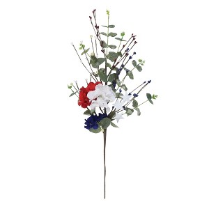 Northlight Glittered Hydrangea and Eucalyptus Patriotic Artificial Spray - 27" - 1 of 2