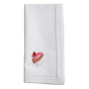 Saro Lifestyle Embr'd Cupcake Napkin, 20" Square, White (Set of 6) - 1 of 3