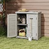 PAGED Potting Bench with Storage Cabinet and Metal Table Top,Outdoor Storage Cabinet with Screen Door Design,Potting Table for Garden - 2 of 4
