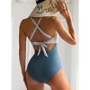 Eomenie Women's One Piece Swimsuits Tummy Control Cutout High Waisted Bathing Suit Wrap Tie Back 1 Piece Swimsuit - 3 of 3