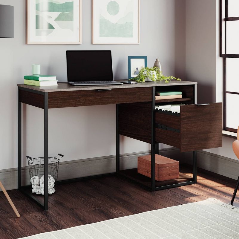 International Lux Desk Deco Stone - Sauder: Home Office Furniture with File Storage, Laminated Surface, Modern Style, 2 of 7