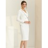 INSPIRE CHIC Women's Business Suit Tweed Trim Blazer and Skirt Suit Set 2 Pieces - 2 of 4