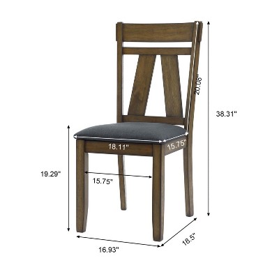 Gray Upholstered Linen Side Chair with Natural Wood Frame