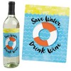 Big Dot of Happiness Make a Splash - Pool Party - Summer Swimming Party Decorations for Women and Men - Wine Bottle Label Stickers - Set of 4 - 3 of 4