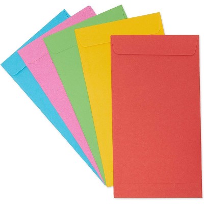 Okuna Outpost 100-Pack Budgeting Kraft Paper Money Saving Envelopes Self Seal for Cash, 3.5 x 6.5 In, 5 Colors